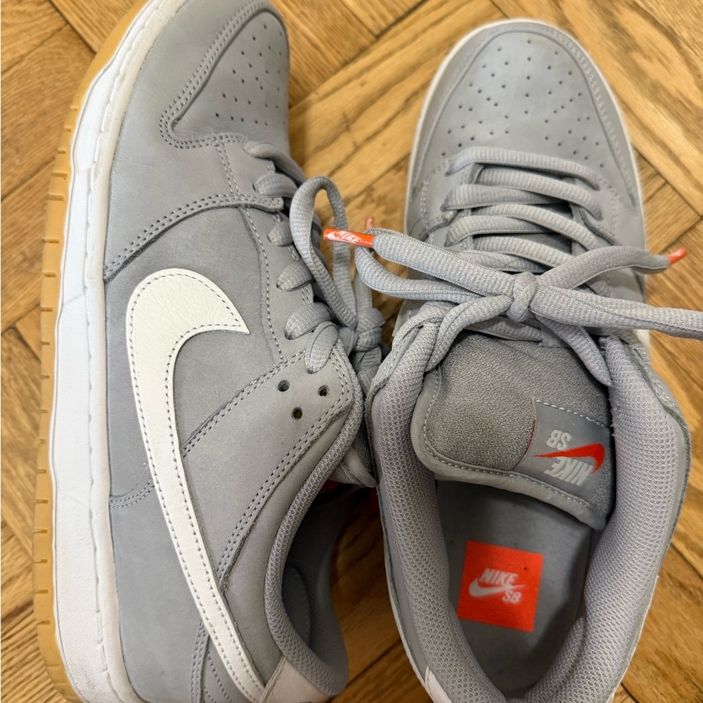 Nike Gray and White Sneakers with Suede Upper
